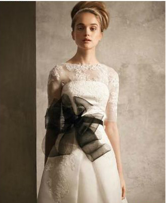 Vera Wang Satin Faced Organza Gown with Illusion Piece Style VW351023 Vera Wang Satin Faced Organza Gown with Illusion Piece Style VW351023