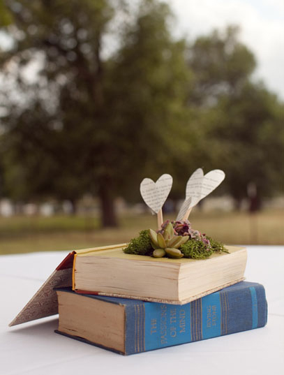 Green Wedding Shoes DIY Succlent Book Planter Heart Sticks Green Wedding Shoes DIY Succlent Book Planter Heart Sticks
