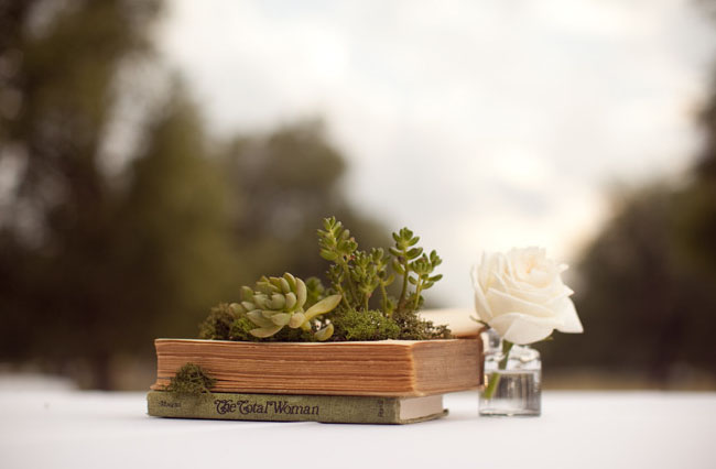 Green Wedding Shoes DIY Succlent Book Planter Stack Green Wedding Shoes DIY Succlent Book Planter Stack