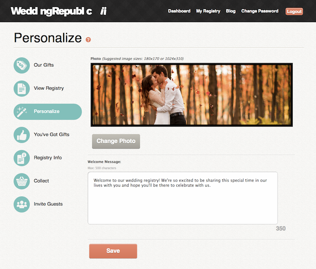 Personalize Your Wedding Republic Registry
