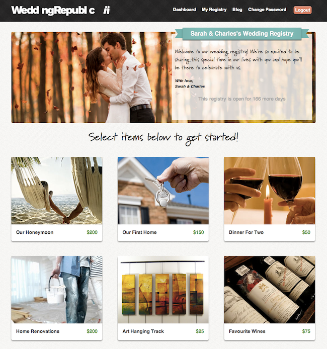 Wedding Republic Sample Gift Registry