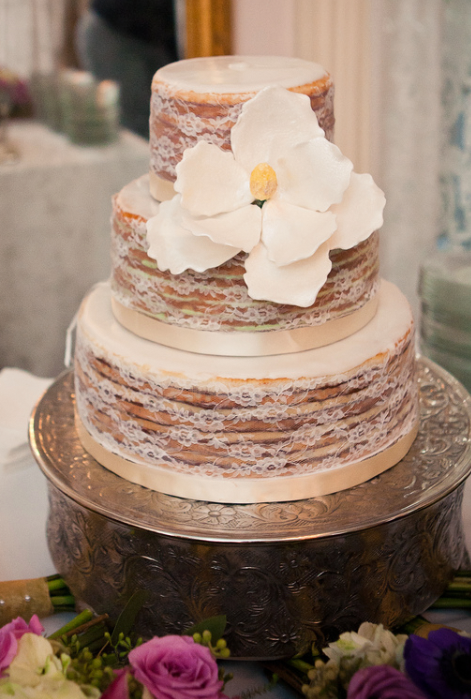 Blonde Naked Cake Wrapped In Lace