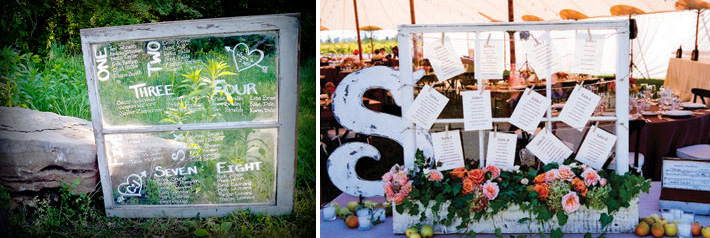 Escort Card Table Assignments Window Frame Display