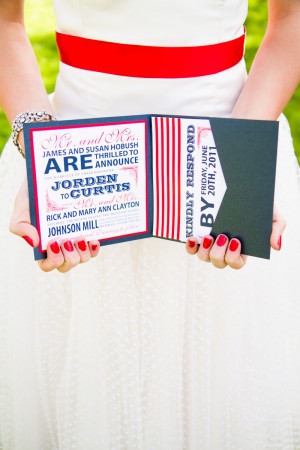 Red White Blue Wedding Invitations via Oh So Beautiful Paper Pink Piggy Design Kate Osborne Photography 1
